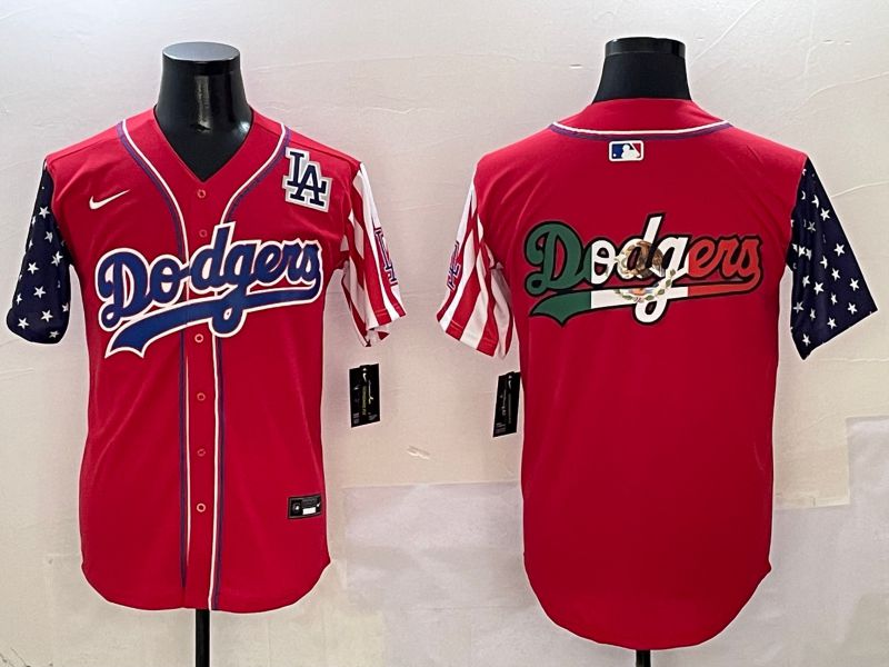 Men Los Angeles Dodgers Blank Red a generation of national flags Joint name 2025 Nike MLB Jersey style 15